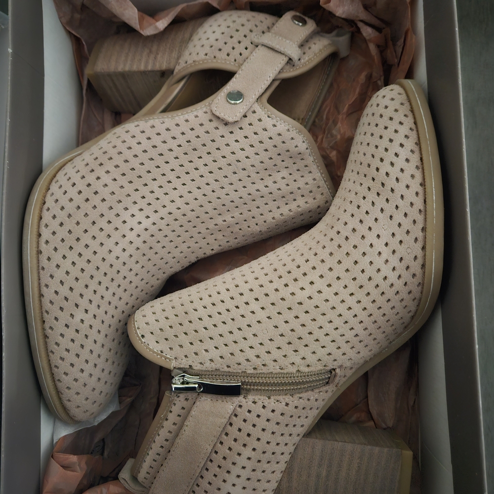 Womens Beige Ankle Boots Suede